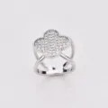 Fibbia per sciarpa in strass a trifoglio a quattro foglie clip per vestiti anello per scialle - Argento