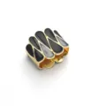 Anillo para bufanda de aleación dorada con patrón de gota de esmalte negro, elegante hebilla. - Negro