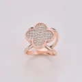 Fibbia per sciarpa in strass oro rosa trifoglio a quattro foglie accessorio moda - Oro rosa