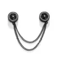 Zwarte camelia strass dubbele knop ketting anti-glans clip voor broekspijp accessoire - Camellia gunmetal zwart
