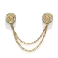 Gouden camelia strass magneetsluiting dubbele ketting anti-gluur kledingaccessoire. - Camelia Goud