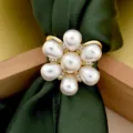 Anello per foulard fiore di perla fibbia in lega d'oro elegante spilla da donna moda - Oro