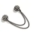 Prachtige strass magnetische kledingclip met dubbele ketting detail voor verstelbare pasvorm - Strass Bal Gunmetal Zwart Wit Strass