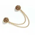 Goudkleurige magnetische kledingclip strass kristal dubbele ketting broekmanchet versteller - Strass bal goud met champagne strass