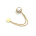 Gouden magnetische broektaille clip met dubbele ketting parel strass, stijlvolle mode-accessoire - 454 Knopparel