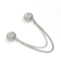 Silver tone magnetic scarf clip with rhinestones and double chains, elegant retro shawl clasp. - Silver with Chain