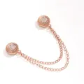 Vintage Rose Gold Magnetic Scarf Clip Double Chain Rhinestone Cardigan Shawl Pin Chic - Rose Gold with Chain