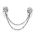 Zilveren strass magnetische broekclip dubbele ketting anti glare gesp mode accessoire - Strass Bal Zilver Wit Strass