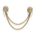 Gouden strass dubbele ketting kledingversteller anti-expositie clip decoratieve metalen gesp. - Strass Bal Goud Wit Strass