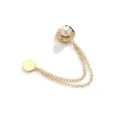 Gouden magnetische kledingspeld met parel en dubbele ketting om de lengte aan te passen. - 455 Hoge hoed-parel