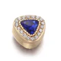 Triangular magnetic scarf clip with rhinestones and blue center stone, elegant hijab accessory. - Dark Blue