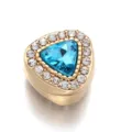 Triangular magnetic scarf buckle with blue crystal and dazzling rhinestones, stylish gold clip. - Sky Blue