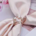 Elegant rose gold scarf ring buckle with sparkling rhinestones and pearls for women accessory - Pearl Rose Gold