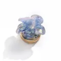 Blue glitter resin flower button cover with gold base, stylish apparel decorative accessory. - 21#