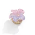 Pink glitter flower shirt button cover, translucent resin decorative accessory with gold base. - 25#