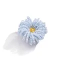 Light blue beaded flower button cover handcrafted stylish clothing accessory for women - Code 26