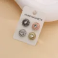 Multifunctionele kristallen hijab magneet set, decoratieve magnetische spelden voor sjaals. - 4 kleuren per kaart