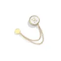 Gold magnetic clothing clip with white enamel H logo and double chains for pants and scarves. - No. 484 White