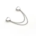 Magnetic heart shape button double chain clothing clip for sleeve and scarf fixing decor - Heart Silver