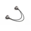 Black heart magnetic clothing clip with double chain for sleeve and trouser fixing accessory - Heart Gun Black