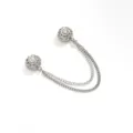 Zilveren magnetische hijab speld broche met dubbele ketting en strass steentjes - Grote Steen Zilver