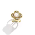 Mini Gold Four-Leaf Clover Silk Scarf Buckle With Pearl Crystal Alloy Ring Variant - 627 Gold