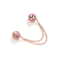 Roségouden magnetische broche met roze kristal en dubbele ketting voor anti-glans kraag overhemd - Roségoud