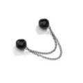 Magnetische broche met dubbele ketting zwarte edelsteen anti-glans kraag clip voor vrouwen - Gun Black