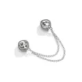 Magnetische strass broche gesp, stijlvolle zilveren anti-glans dubbele ketting kraag clip. - 444 Zilver & wit