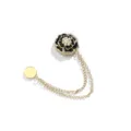 Zwarte camelia magnetische broche met parels en dubbele gouden kettingen, elegante accessoire. - 490# zwart