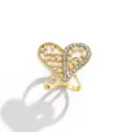 Gold heart silk scarf buckle with pearls and rhinestones, elegant alloy clothing accessory. - 628 Gold