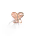 Rose gold heart silk scarf buckle with pearls and rhinestones, elegant alloy clothing accessory. - 628 Rose Gold