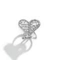 Silver heart shaped scarf ring with white pearls and rhinestones, elegant alloy accessory. - 628 White Gold