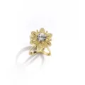 Mini alloy scarf ring flower rhinestone buckle fashion clothing accessories apparel chic. - 629 Gold