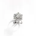 Mini alloy crystal flower silk scarf buckle, elegant silver square scarf ring accessory. - 629 White Gold