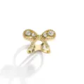 Minimalist alloy mini bow silk scarf buckle with sparkling rhinestones, elegant accessory. - Gold