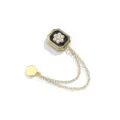 Elegant magnetic clothing clip with pearl cluster and gold chains for anti-glare styling. - 489# Black