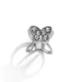 Silver butterfly rhinestone scarf buckle alloy ring clothing accessory chic minimalist design. - 631 White Gold