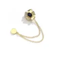 Gouden bloem magnetische kleding gesp strass anti-glans broche met dubbele ketting accessoire - 502# blauwe strass