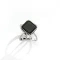 Minimalist alloy square silk scarf ring buckle black square accessory variant item. - 632 White Gold