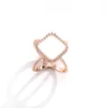 Rose gold square scarf ring with beaded edge and white inlay elegant fashion accessory - 632 Rose Gold
