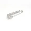 Spilla di sicurezza in strass argento, elegante clip per scialle in cristallo donna. - Strass a doppia fila argento 6,7 cm