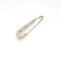 Spilla di sicurezza con strass dorati, elegante fermaglio decorativo in cristallo lucido. - Fila singola di strass dorato 6,7 cm