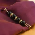 Elegant black bead gold tone brooch pin shawl scarf clip fashion accessory variant display - 36# Large Pearl Black 7.5cm