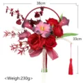 Chinese style artificial wedding hand bouquet red rose flower bridal photography props - Burgundy