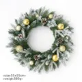 Weihnachtskranz 55cm mit Zapfen Goldkugeln Schnee fur Tur Deko festliche Stimmung. - Stil 1 / 55x55cm