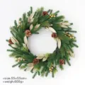 Weihnachtsdeko Kranz mit Tannennadeln Zapfen und goldenen Beeren für festliche Heimdekoration - Stil 2 / 55x55cm