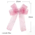 Decorazione con fiocco in rete rosa con glitter per matrimonio e confezione regalo. - 23x33cm / Rosa