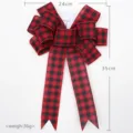 Fiocco di Natale a quadri rosso e nero, decorazione festiva 24x35cm per albero e scale. - Stile Plaid Rosso e Nero (003)