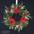 Christmas wreath artificial pine needles red flowers pinecones holiday front door decor - Style 2